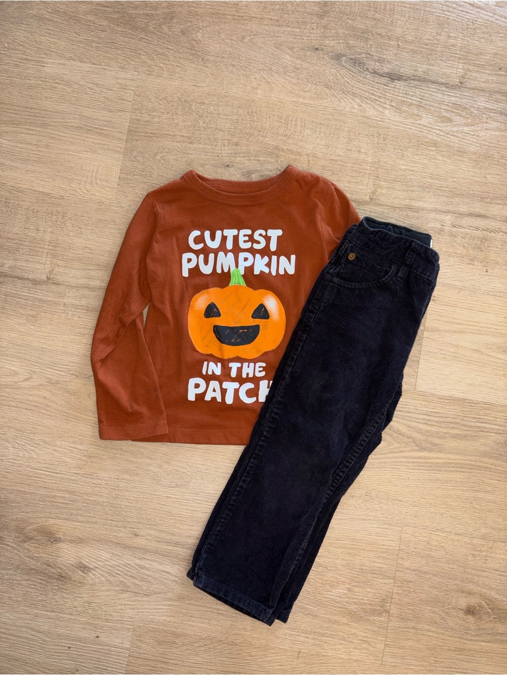 Old Navy Rust Orange Pumpkin Graphic Long-Sleeve Top